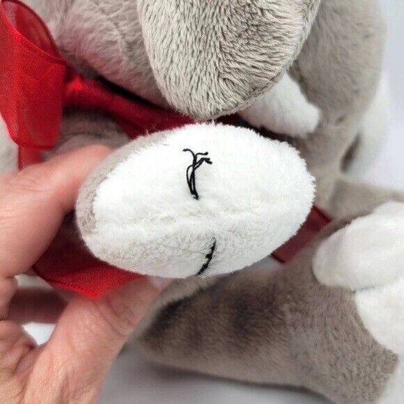 2/$15 Fine Toy Elephant Plush Gray 12" Heart Love On Foot Red Ribbon Valentine - Picture 10 of 10
